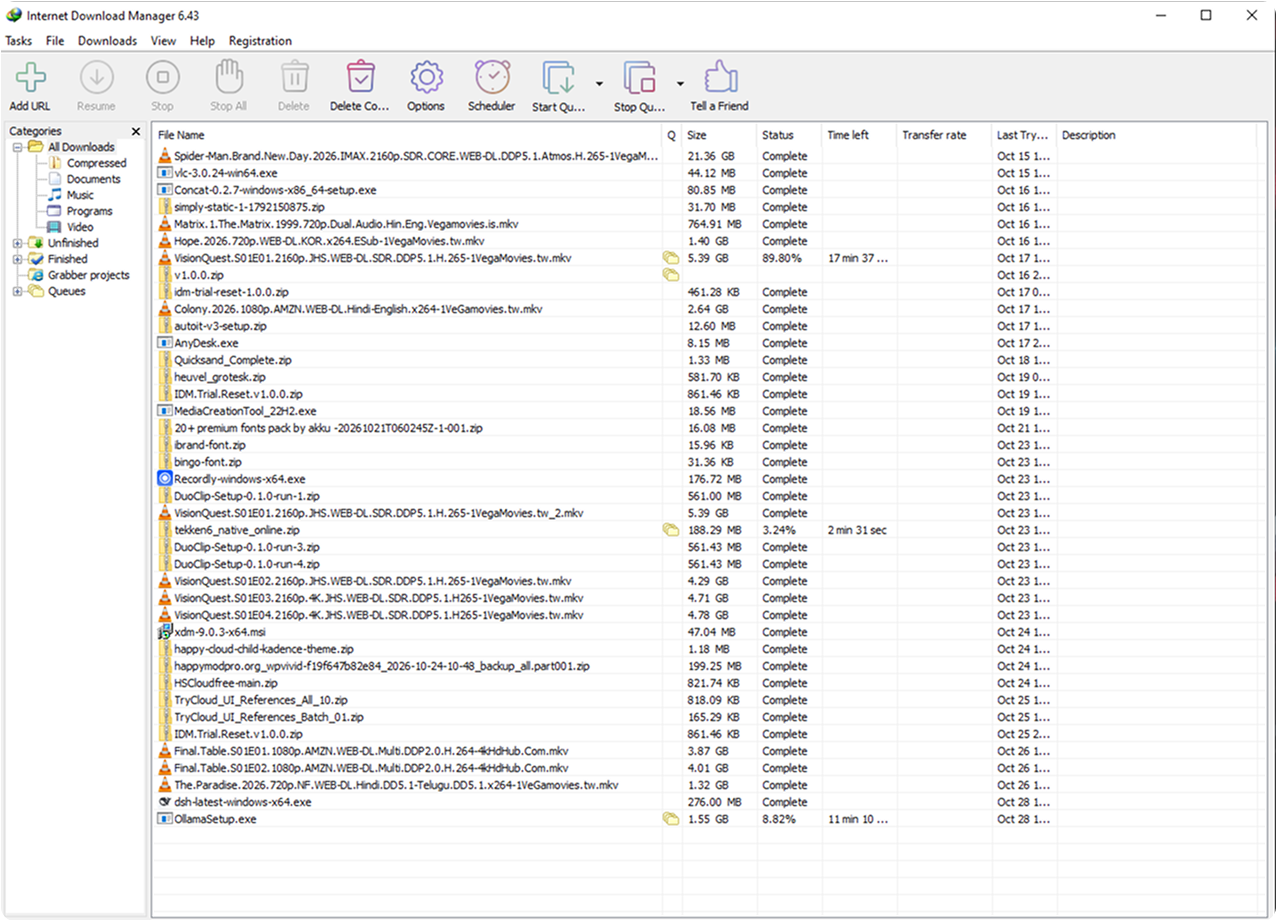 Internet Download Manager 6.43 Interface